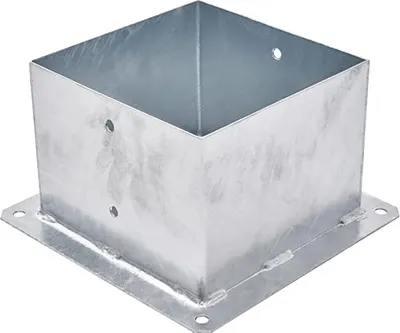 Produktbild von TRIBECCO® Aufschraubhülse für Vierkantholzpfosten Feuerverzinkt (200 x 200 mm) Pfosten Bodenhülse Zaunträger Hülse Bodenplatte Pfostenträger Anker