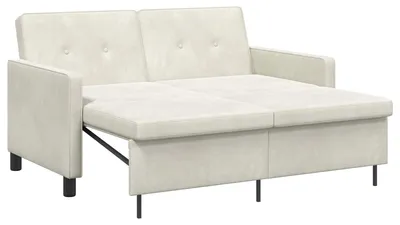 Produktbild von Creme Stoff 2-Sitzer Schlafsofa ausziehbar mit verstellbarer Rückenlehne, 94,5 cm breit