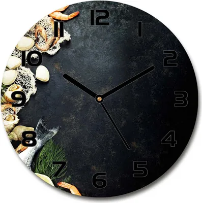 Immagine prodotto di Orologio da parete in vetro 30fi, quadro in vetro, orologio in vetro temperato - lancette nere - Seafood