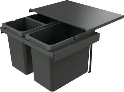 Immagine prodotto di Naber 8013410 Cox Stand-UP® 350 S/600-3 cestino per rifiuti senza coperchio antracite, 42 (2x10/1x22) litri / larghezza mobile 60 cm