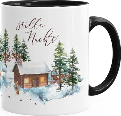Produktbild von Weihnachts-Tase Stille Nacht Weihnachten Winter Schnee Silent Night Christmas Kaffeetasse Teetasse Keramiktasse Autiga® schwarz unisize