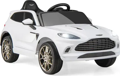 Produktbild von GOPLUS 12V Kinder Elektroauto Aston Martin DBX, Kinderfahrzeug mit Ferbedienung, Hupe, Musik, Schweinwerfer & Rücklicht, Kinderauto mit Slow-Start-Funktion für 3-8 Jahre alt (Weiß)