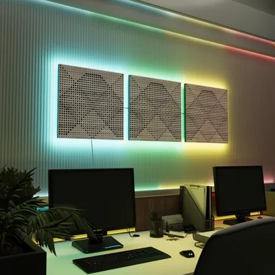 Produktbild von 3er-Pack-LED Akustikwandpaneele mit RGB Glow für Echo Control | Schallabsorbierende Paneele mit Backlight |3x WILDS - Separately|Sonoma