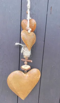 Produktbild von Bezaubernd schöne Girlande mit Herzen Eisen Holz Rost fengshui 49 cm