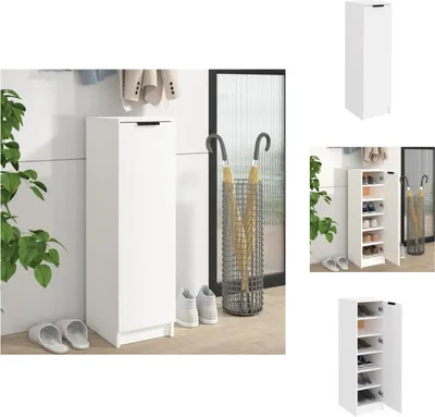 Immagine prodotto di vidaXL Scarpiera bianca 30x35x100 cm in legno - Portascarpe e armadietti