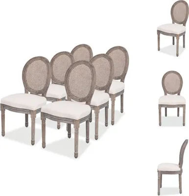 Imagen del producto de vidaXL: 6 sillas de comedor, color crema, tapizadas en tela