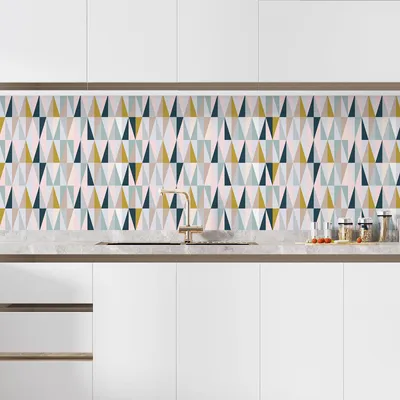 Produktbild von Klebefolie für die Küche – Lumaléa – Geometrisches Muster – Klebefolie + MATTER Schutz – 60 x 60 cm