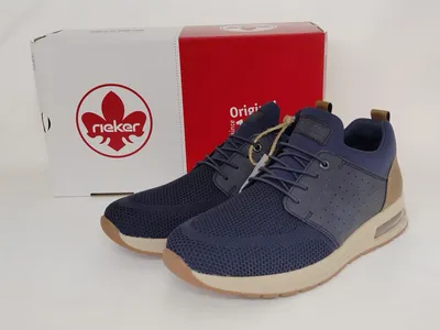 Produktbild von Rieker Herren Slipper mit Stretchsenkel blau mit brauner Hacke 46