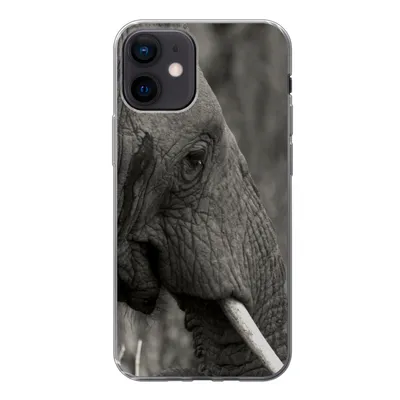 Produktbild von MuchoWow® Handyhülle Schutzhülle Hülle für iPhone 12 Elefant - Tiere - Schwarz - Weiß Silikon Softcase Handy Hülle - Schutzhülle