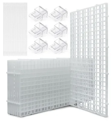 Aquarium-Abdeckgitter, 8 Stück 15x30 cm, mit Haltern und Kabelbindern, Weiß