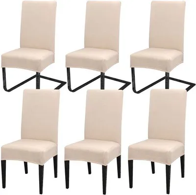 Obrázok produktu pre Ibenzoa® 6-dielna sada elastických poťahov na stoličky – univerzálne poťahy na stoličky vhodné do jedálne a na oslavy, 92 % polyester/8 % Elastan, výška operadla 45–65 cm, šírka sedacej časti 38–45 cm
