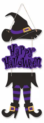 Türhänger Halloween Hexe mit Happy Halloween, 80 cm