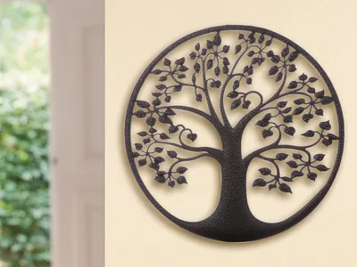 Imagen del producto de Relieve de pared decorativo, redondo, con motivo del "Árbol de la Vida", metal, color marrón, paquete de 2 unidades, longitud 1 cm, diámetro 40 cm. Código: 69583 4063387695838