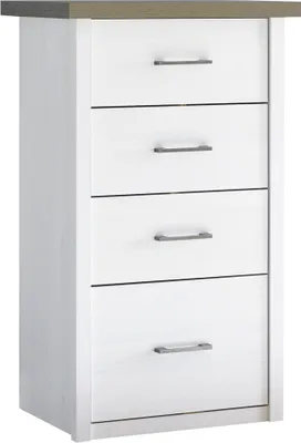 Produktbild von Kommode LUND-78, Landhaus Stil, in Pinie weiß Nb./Trüffel Eiche Nb., B/H/T: ca. 60/101/43 cm