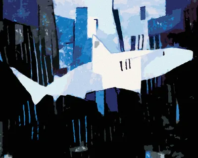 Produktbild von Zuty - Malen nach Zahlen - ABSTRAKTER HAIFISCH IM KUBISMUS, 40x50 cm, mit Keilrahmen (bereits gespannt)