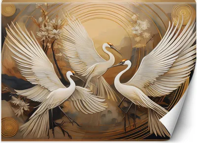 Produktbild von Vlies fototapete Vögel Tiere Abstrakt 200x140 cm Feeby Beige inkl. Kleber einfache Montage