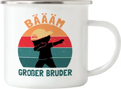 Produktbild von Bäääm! Großer Bruder Emaille Tasse Geschenk Ankündigung Dab Geburt Babynews