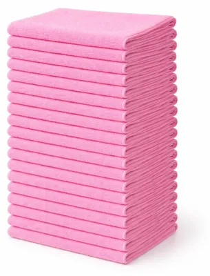 Immagine prodotto di Set da 20 panni in microfibra 38x38 cm 210g/m² Panno asciutto - Colore rosa - Panno per lucidare Cura dell'auto Panno per la pulizia Panno per auto Panno per finestrini Senza pelucchi Assorbente Panno per la pulizia Antigraffio Per la casa Auto Commercio