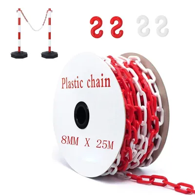 Produktbild von 25 m Warnkette - Rot/Weiß Kunststoff mit 4 S-Haken