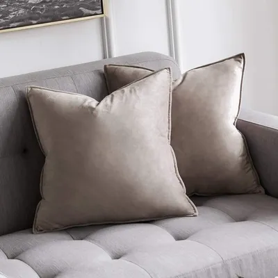 Produktbild von Samtkissenbezug 45x45 cm, Sofakissenbezug, Dekokissen, Satinrand, dekorativer Kissenbezug für Sofa, Wohnzimmer, Schlafzimmer, 2er-Set