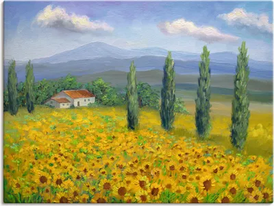 Produktbild von ARTland Leinwandbild Sonnenblumenwiese Größe: 60x45 cm