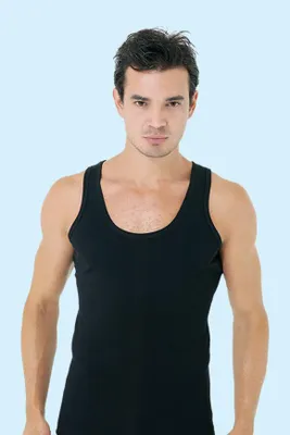 Produktbild von 4 Pack Herren Unterhemden Feinripp Tank Top Achselhemd Schwarz 3XL %100 Baumwolle K-97