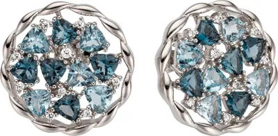 Produktbild von Ohrstecker 585 Weißgold 20 Blautopase 18 Diamanten Brillanten