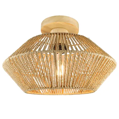 Produktbild von Deckenleuchte Vintage Rattan – Boho Hängelampe Lampenschirm, E27, Rustikale für Wohnzimmer, Schlafzimmer, Küche und Flur (Ohne Leuchtmittel), C
