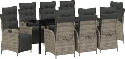 Obrázek produktu pro vidaXL Zahradní jídelní set, 9 kusů, šedá barva, polyratan