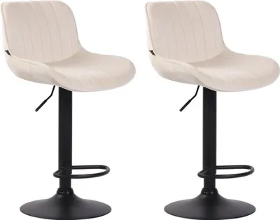 Immagine prodotto di Set di 2 sedie da bar in velluto - sedie da pranzo - design girevole a 360° e altezza regolabile | colore: crema | colore base: nero