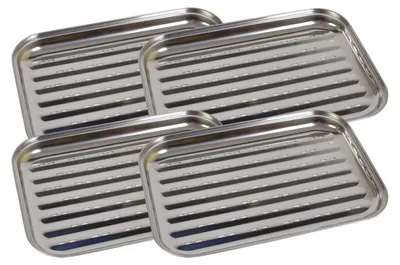 Image de 4x Acier inoxydable Plateau de cuisson 35x24cm BBQ Accessoires de cuisson Poêle Bac à légumes Panier de cuisson