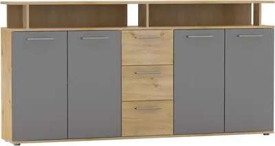 Produktbild von Kondela Viertürige Kommode mit Schubladen Albi - Eiche Artisan / Graphit