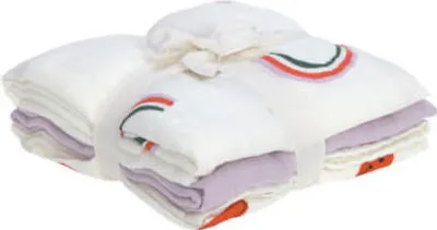 Produktbild von LAESSIG Swaddle & Burp Blanket M Happy Rascals HEART LAVENDER