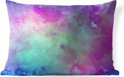 Produktbild von MuchoWow® Outdoor Kissen - Aquarell - Grün - Lila - 60x40 cm - Wetterfest - Lounge Kissen - Zierkissen - Kissen für Innenräume