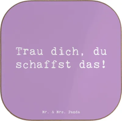 Produktbild von Mr. & Mrs. Panda Holzuntersetzer Spruch Angst überwinden - Lavendeltraum - Geschenk, Untersetzer für Gläser, Tischuntersetzer, gläseruntersetzer, Zuversicht, Freude