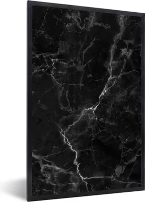 Produktbild von MuchoWow® Gerahmtes Poster Marmor - Schwarz - Weiß - Textur - Marmoroptik 20x30 cm - Poster mit Schwarzem Bilderrahmen Wandposter Rahmen Foto Bilder - Drucken - Bilder Poster im Rahmen