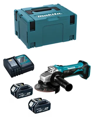 Imagen del producto de Mini-Amoladora MAKITA DGA452RTJ (2 x 5,0 Ah + DC18RC + MAKPAC 3)