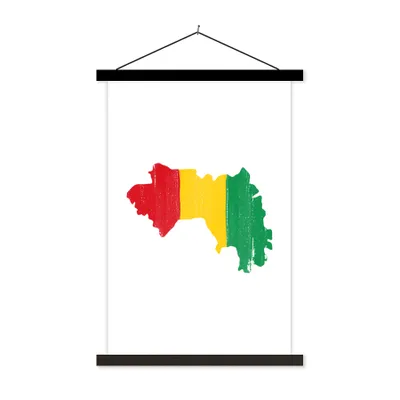 Produktbild von MuchoWow® Textilposter Guinea - Karte - Flagge 120x180 cm mit schwarzem Rahmen - Fotos
