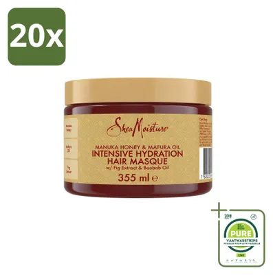 Productafbeelding van 20 x Shea Moisture Manuka Honing & Mafura Olie Intensief Hydraterend Haarmasker, 355 ml - Grote verpakking - 20 stuks