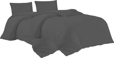 Produktbild von Bettwäsche 2er 135x200 + 2er 40x80 cm Anthrazit Bettbezug Baumwolle, 4-teilig