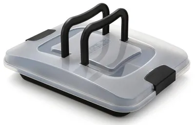 Rechteckige Backform 24x32 cm mit Deckel, Stahl, Antihaftbeschichtung, schwarz
