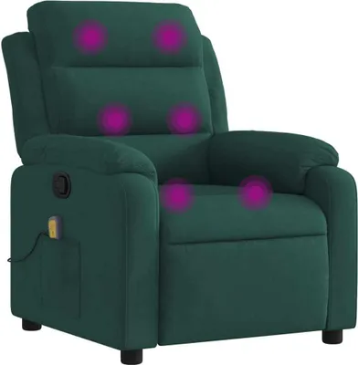 Image de Fauteuil de massage inclinable vert foncé velours