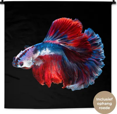 Produktbild von MuchoWow® Wandteppich Wandbehang Fisch - Schwanz - Schwarz 90x90 cm Tapisserie Dekoration Wandtuch - Wandaufhänger