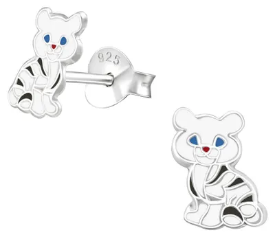 Produktbild von Kinder Ohrstecker bunt aus Silber 925 „Katze“