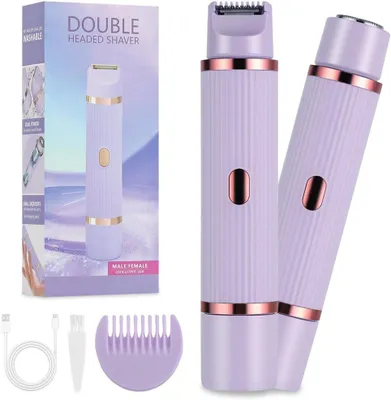 Produktbild von Intimrasierer für Frauen, 2 in 1Dual-Head , IPX7 Wasserdicht Trimmer Damen Kabelloser, Damenrasierer Elektrisch für Körper, Achseln, Bikini, Gesicht
