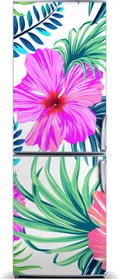 Imagen del producto de Decoración para nevera Tulup: Alfombrilla magnética, 60 cm x 180 cm. Imán para nevera con motivos de flores hawaianas