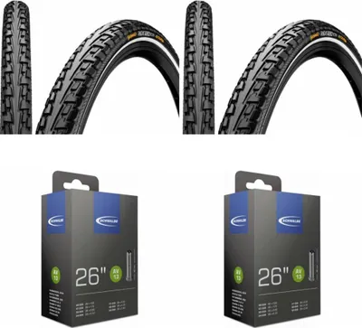 Image de 2 pneus Continental Conti Ride Tour 26x1,75 + 2 chambres à air Schwalbe AV13 40...