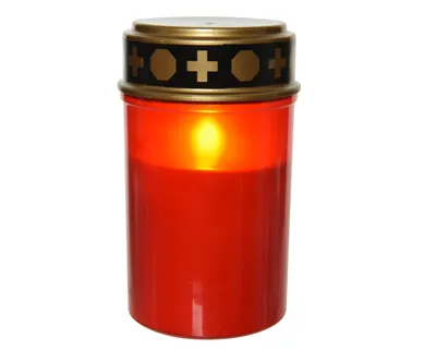 Produktbild von LED Kerze mit Timer Outdoor Grablicht 7x12cm Rot / Warmweiß