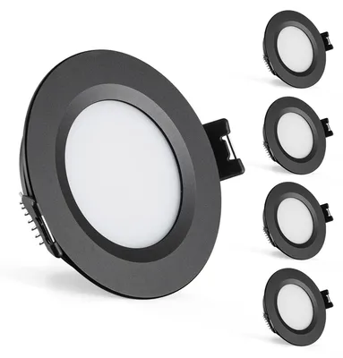 Immagine prodotto di Gr4tec, set di 4 faretti LED da incasso da 3W, 12V, dimmerabili, alluminio, IP44, colore nero