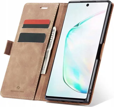 Zdjęcie produktu dla Etui z klapką SPACECASE Wallet do Galaxy Note 10+ Brązowy